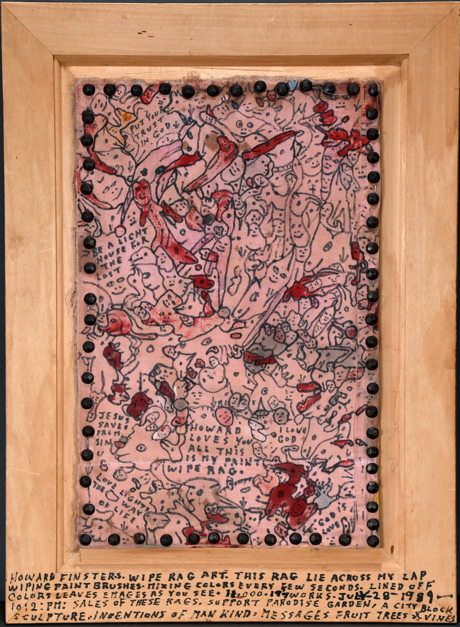 Bonus Lot - Howard Finster. Wipe Rag Art. #11,197. (1 of 4)