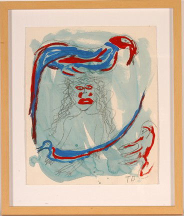 Thornton Dial. Life Go On.: 1990. Pencil, watercolor on paper. Initialed. Image is 14" w x 17" h. Archival frame is 20" w x 23"h. Excellent condition. Provenance: The George and Sue Viener Collection. Est. $1,000-1,500. Ship: $4