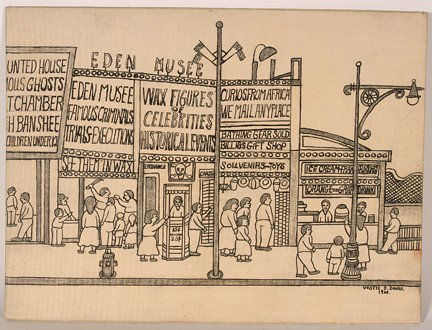 Vestie Davis. Eden Musee NY's Oldest Wax Work.: 1961. Graphite, ink on canvas panel. Signed and dated. Excellent condition. 16" w x 12"h. Est. $500-800. Ship: $30