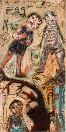 Terry Turrell. Egg Nog Follys.: 1999. Oil enamel on wood. Signed, titled and dated on verso. Excellent condition. 16" w x 32"h. Est. $1,000-2,000. Ship: $55