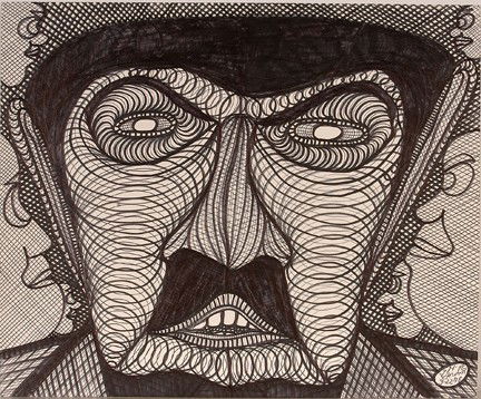 Ted Gordon. Disturbed Citizen.: 1998. Ink and marker on card stock paper. Signed, dated and titled on verso. Excellent condition. 14" w x 17"h. Provenance: The George and Sue Viener Collection. Est. $500-800. Ship: $35