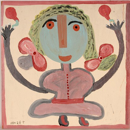 Mose Tolliver. China Doll In Rome.: Paint on board. Signed. Minor scuff, otherwise great condition. 24" w x 24". Provenance: The George and Sue Viener Collection. Est. $300-500. Ship: $40