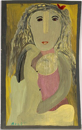 Mose Tolliver. Nude.: Paint on board. Signed. Minor scuff, otherwise great condition. 18" w x 29"h. Est. $200-400. Ship: $40