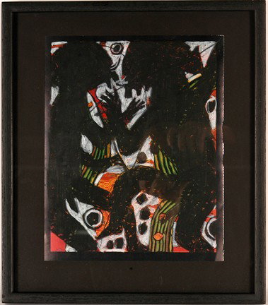 Francois Burland. Sentier Lumineux.: Oil stick on calendar page. Image is 9" w x 12"h. Frame is 14"w x 16"h. Provenance: Judy Saslow Gallery, The George and Sue Viener Collection. Est. $300-500. Ship: $35