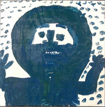 Mary T. Smith. Blue Face.: Enamel on wooden board. Excellent condition. 24" x 24"h. Est. $400-600. Ship: $40