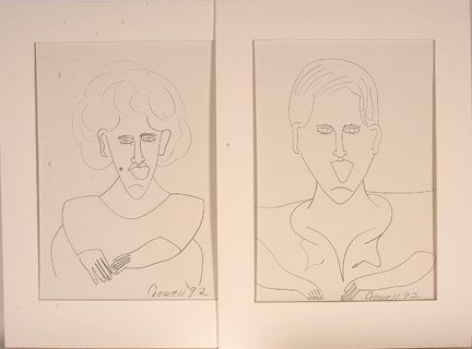 Harold Crowell. George & Sue Viener.: 1992. Graphite on paper. Signed and dated. Excellent condition. Each is 12" x 18" h. Provenance: George and Sue Viener. Est. $100-150. Ship: $35