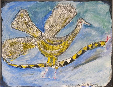 Charlie Kinney. Hok Snak.: Poster paint and graphite on paper. Signed and titled. Excellent condition. 28" w x 22"h. A Slotin Auction Favorite!Provenance: The George and Sue Viener Collection. Est. $1,000-1,500. Ship: $45