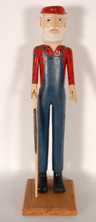 Ernest Patton. Tribute To Denzil Goodpaster.: 1990. Carved and painted wood. Signed and dated. Excellent condition. 6" x 7"x 21"h. Provenance: The George and Sue Viener Collection. Est. $500-800. Ship: $55