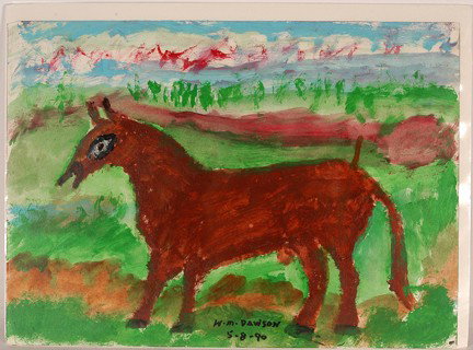 William Dawson. Horse.: 1990. Paint on paper. Signed and dated. Excellent condition. 14" w x 10"h. Provenance: The George and Sue Viener Collection. Est. $300-500. Ship: $30