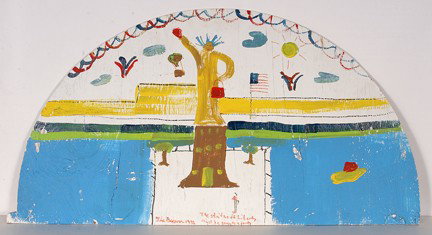 The Beaver. Statue Of Liberty.: 1992. Paint on board. Signed, titled, and dated. Paint scuff and loss, otherwise good condition. 38" w x 20"h. Est. $100-200. Ship: $55