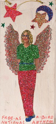 Baltimore Glassman. Free As A Bird.: 1997. Marker and glitter on board. Not signed. Excellent condition. 5.5" w x 13"h. Provenance: The George and Sue Viener Collection. Est. $50-75. Ship: $35