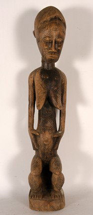 Baule Tribe Woman with Scarification.: Carved wood. Great condition. 25" x 4" x 6". Est. $100-200. Ship: $55
