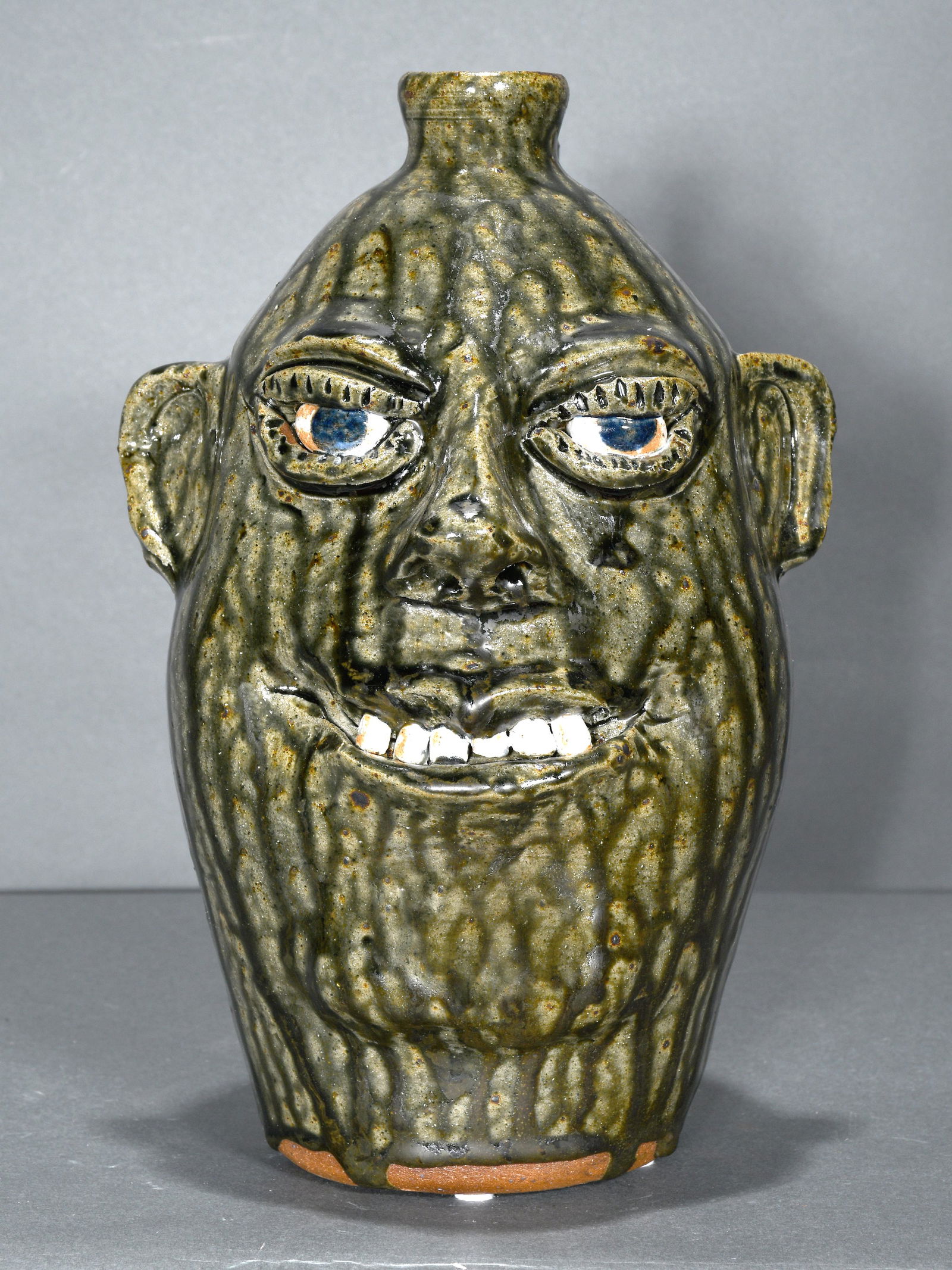 Cleater & Billie Meaders. Tall Face Jug with Beautiful Glaze. (1 of 4)