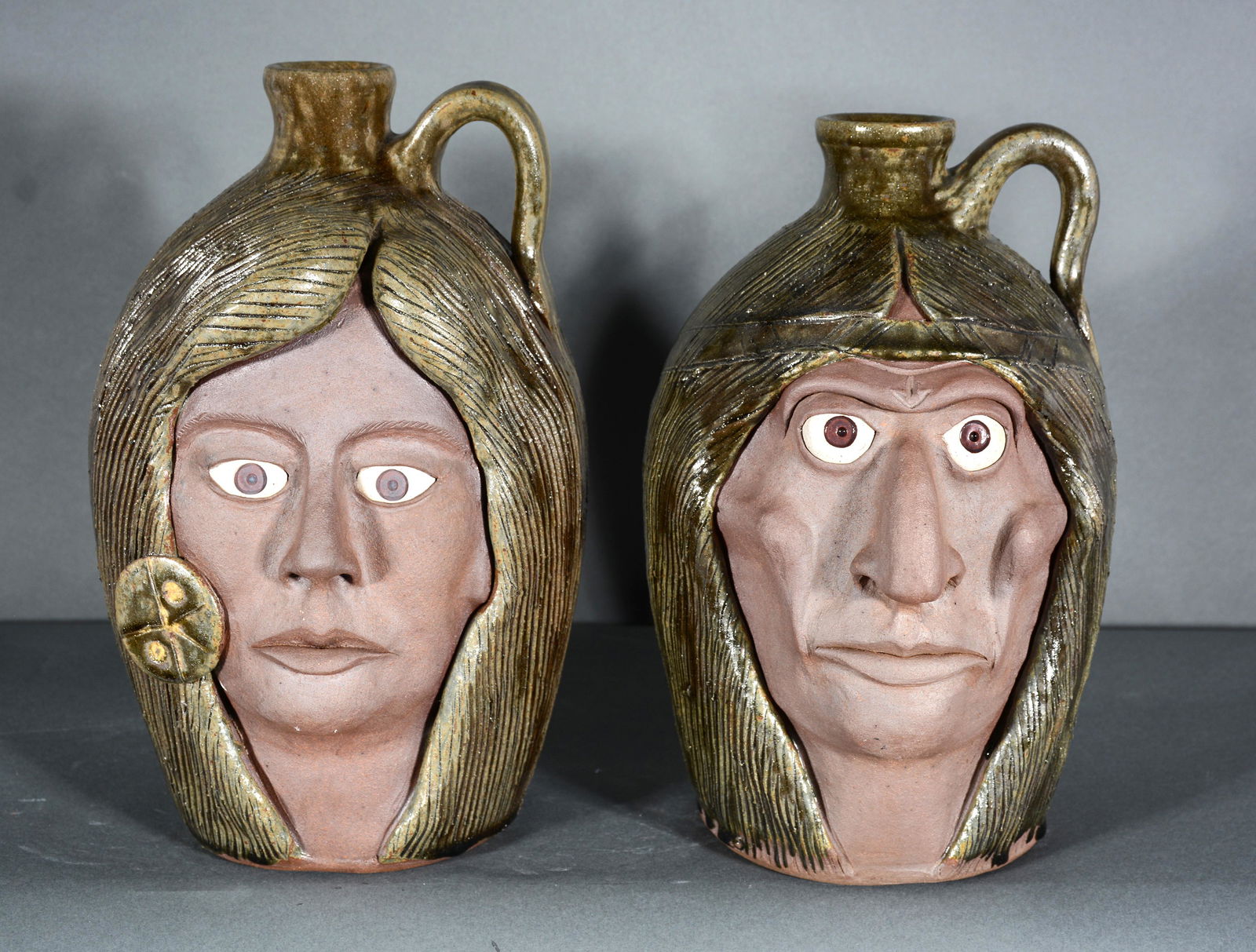 Michael & Melvin Crocker. Indian Prince & Prince Face Jugs. (1 of 5)
