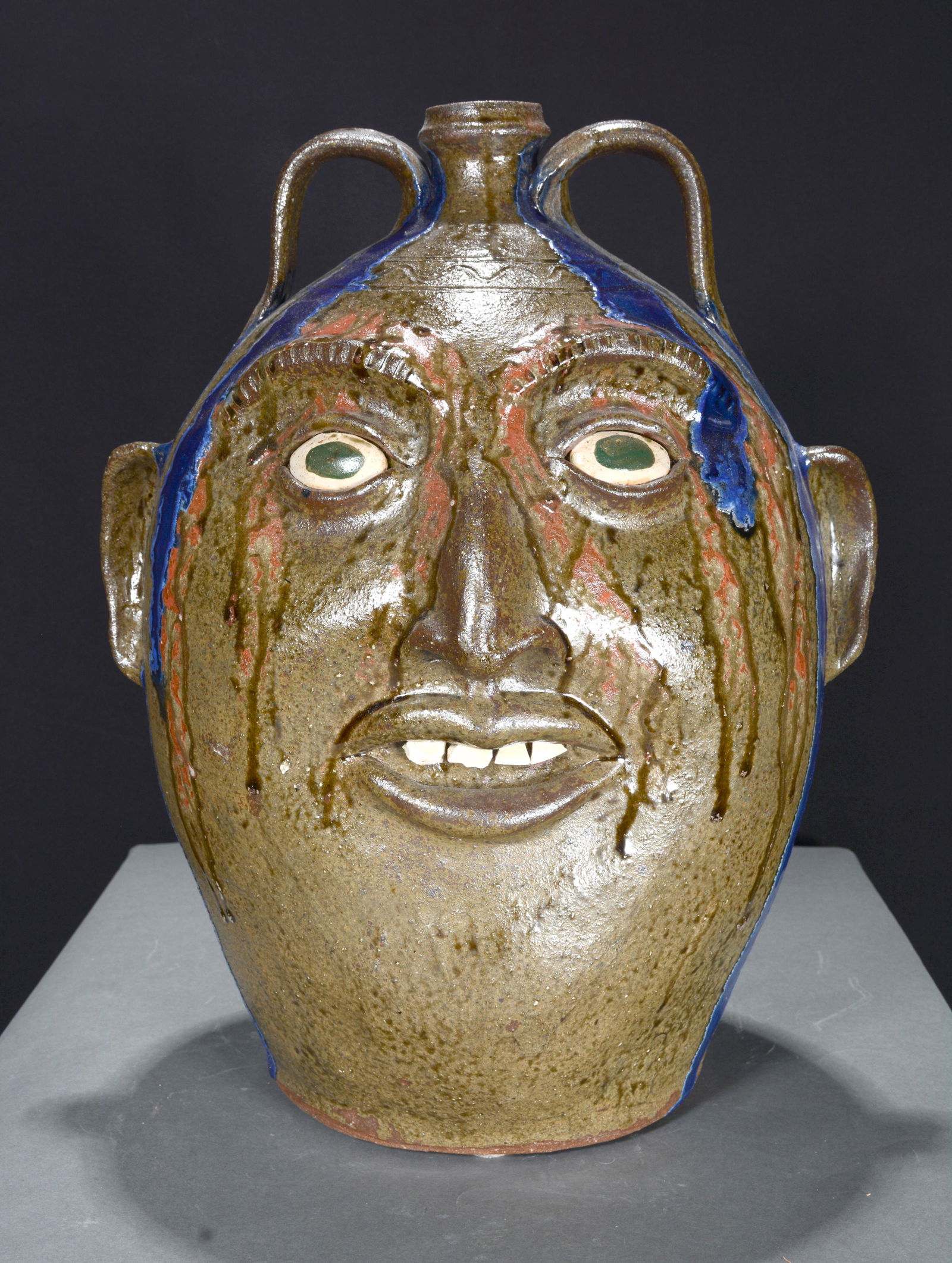 Clint Alderman. Four Gallon Face Jug with Glass Runs. (1 of 5)