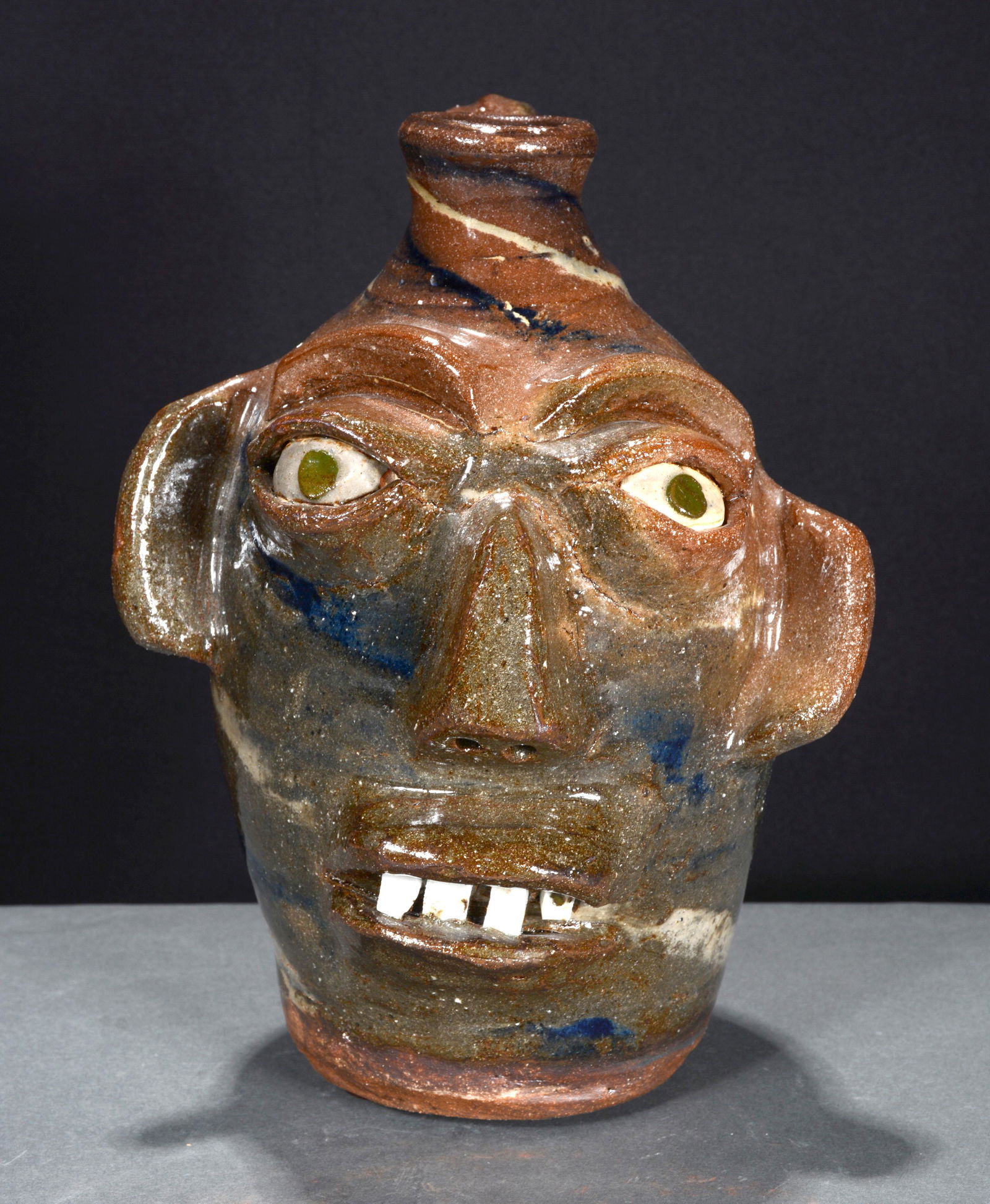 B.B. Craig. 3-Color Swirl Face Jug. (1 of 4)