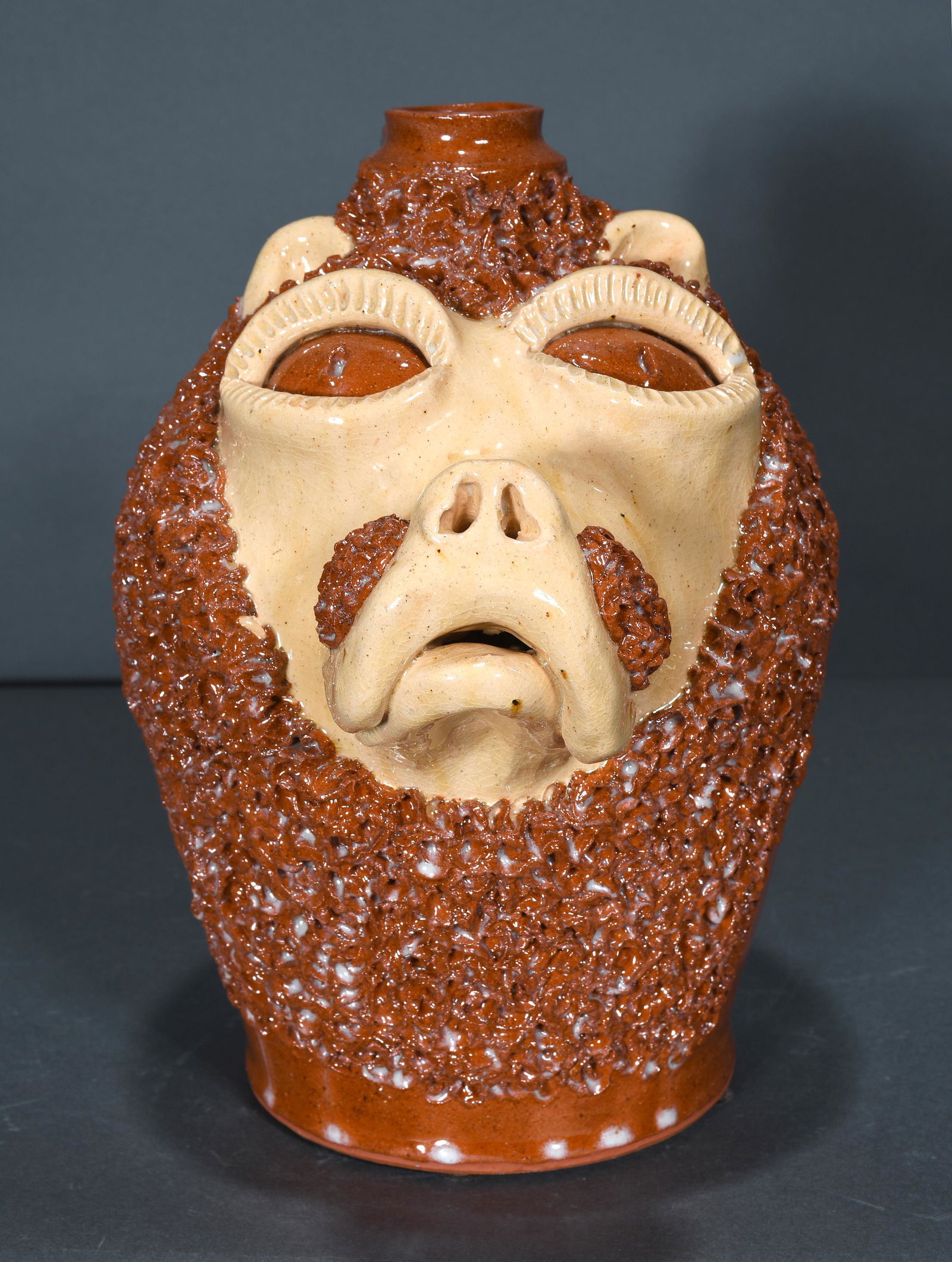 Billy Ray Hussey. Lion Face Jug. (1 of 4)