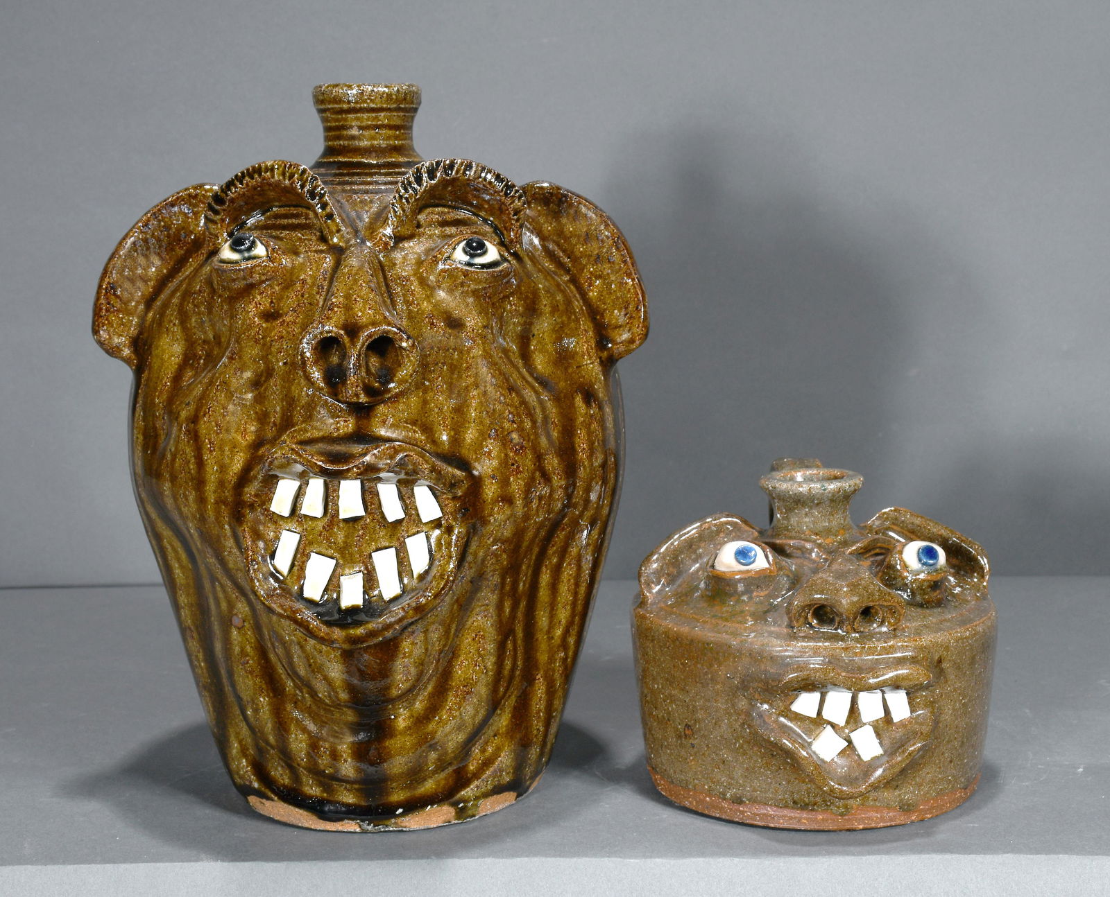 Charles Lisk. Face Jug and Buggy Face Jug. (1 of 5)