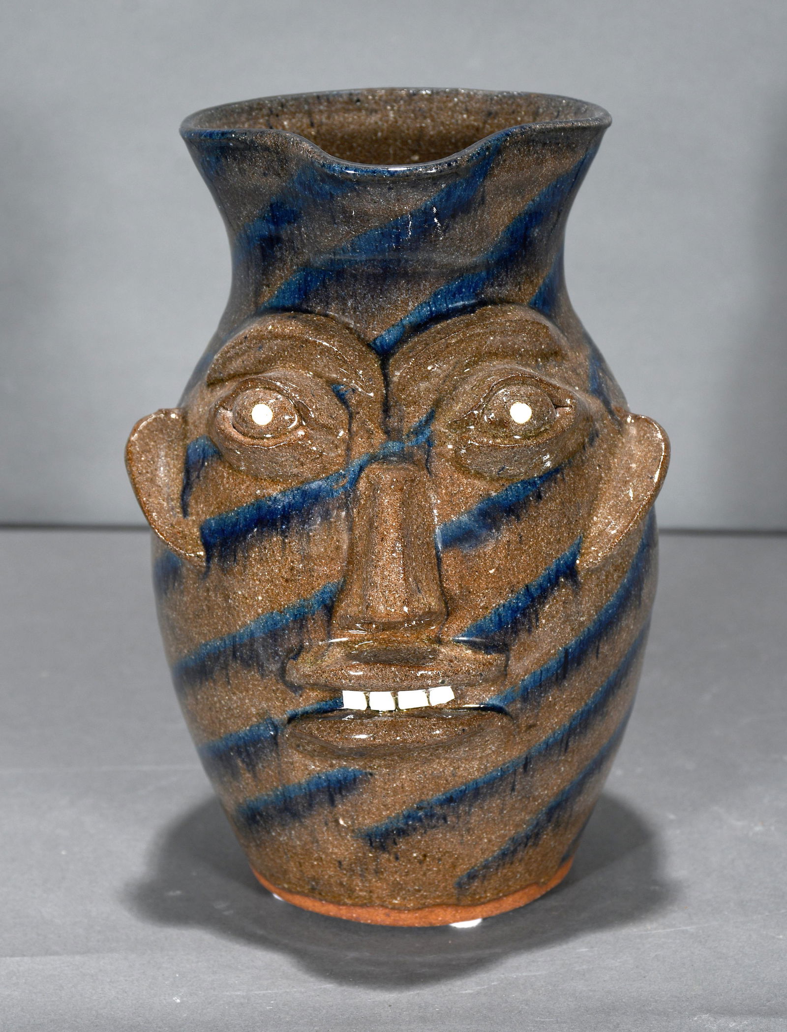 Walter Fleming. 2 Color Swirl Face Pitcher. (1 of 3)