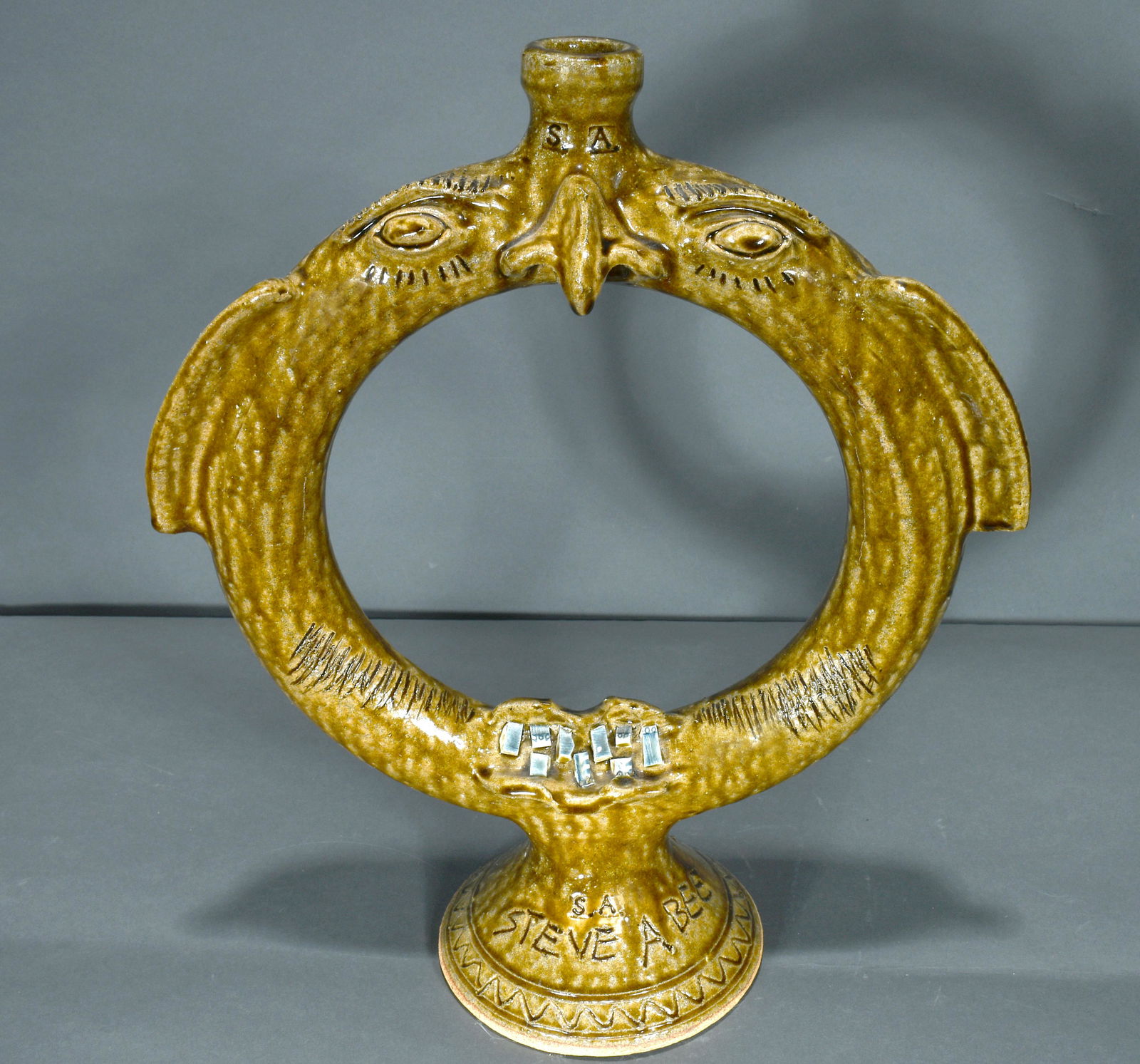 Steve Abee. Large Ring Jug With Face. (1 of 3)