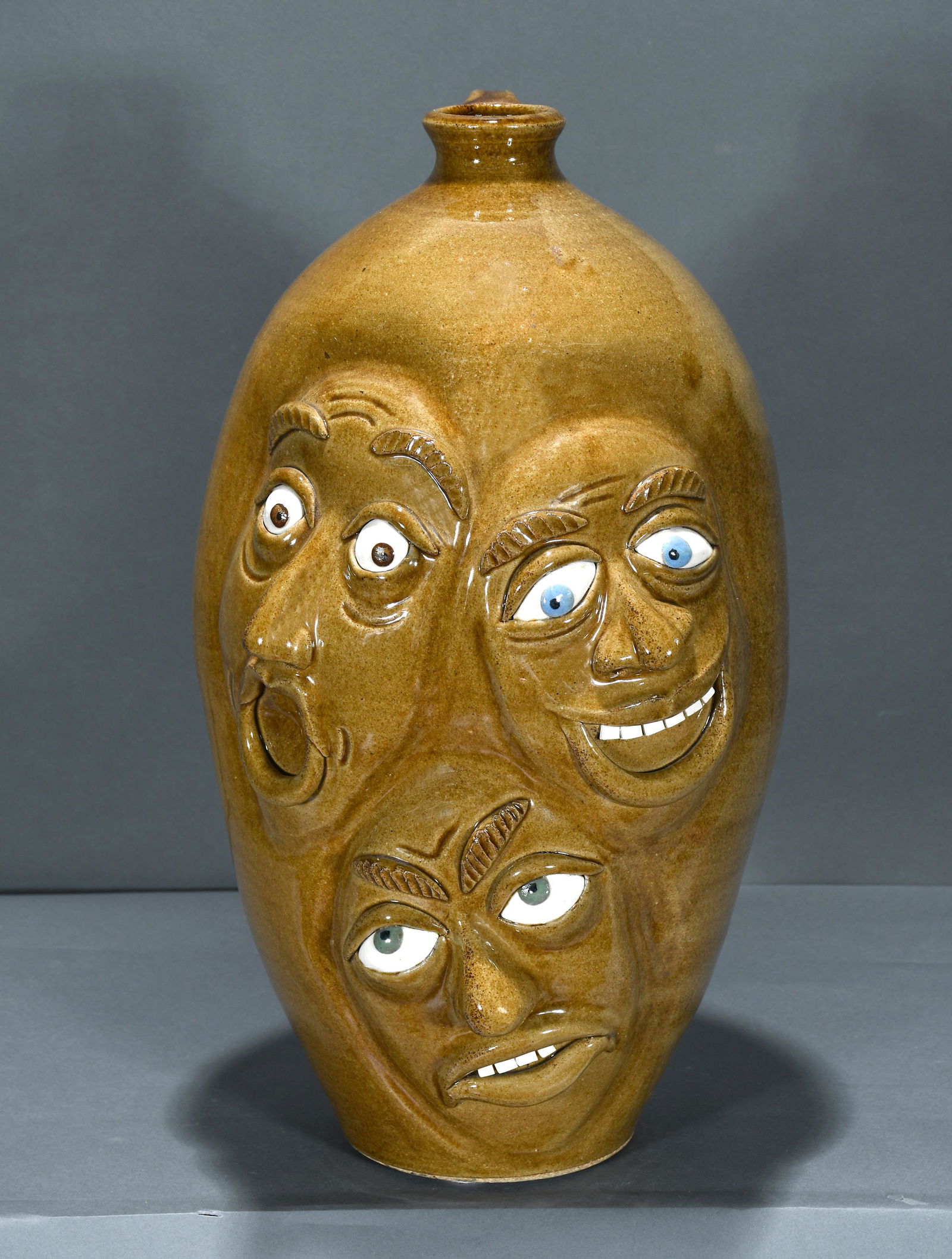 Otis Norris & C. Sullivan. Large Jug with 3 Faces. (1 of 4)
