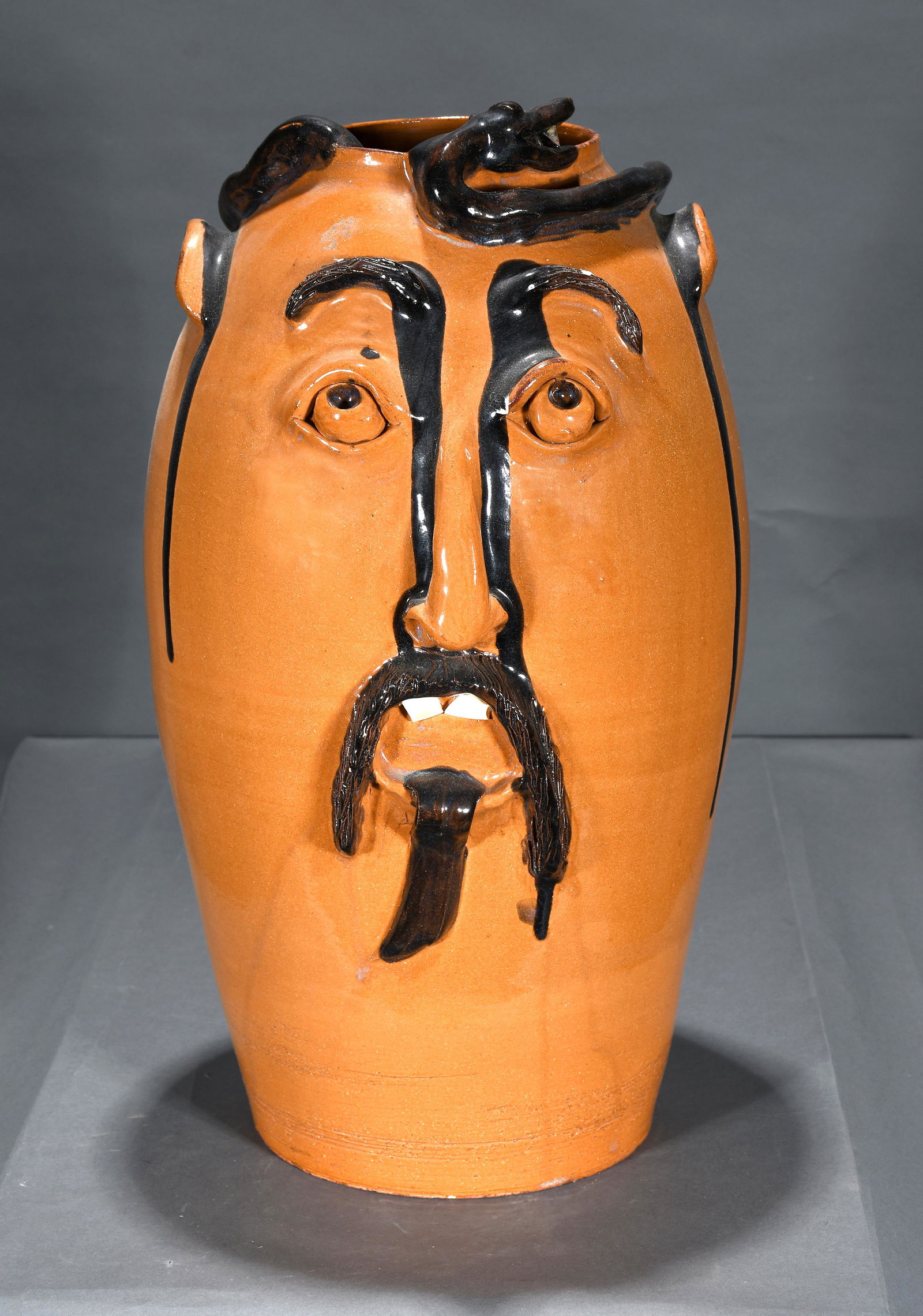 Vicki Miller. 8-Plus Gallon Face Jug with Snake. (1 of 5)