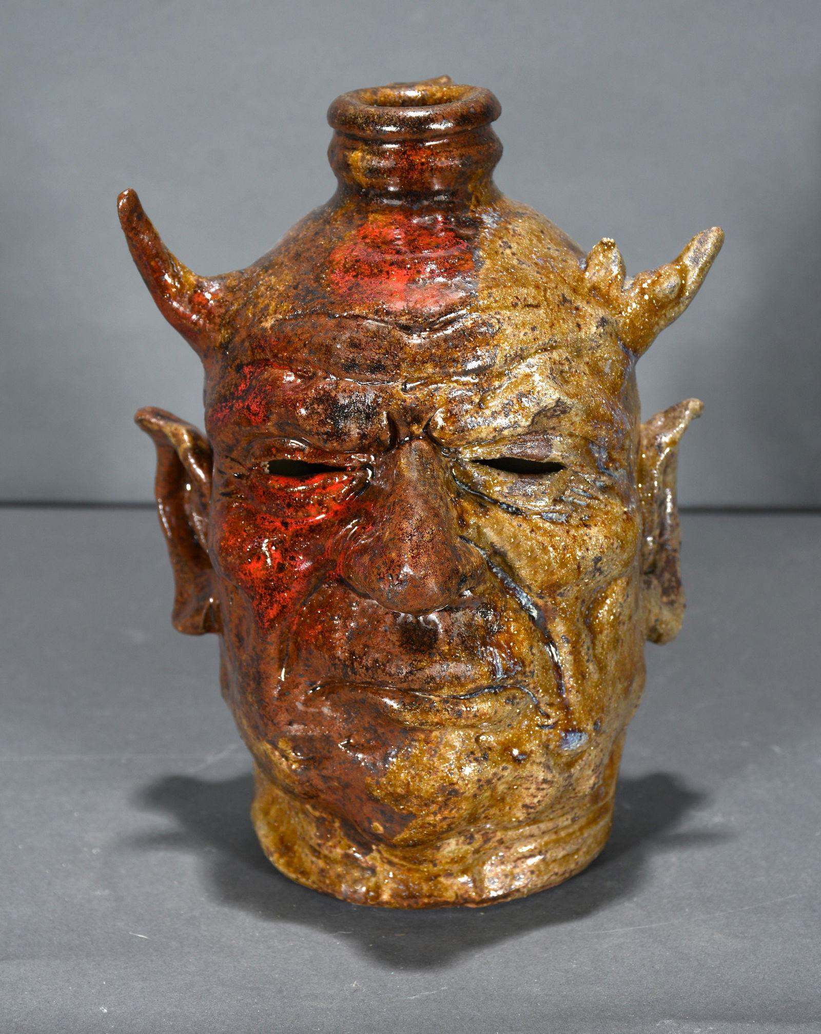 J.C. Mahlke. Pint Sized Devil Face Jug. (1 of 3)