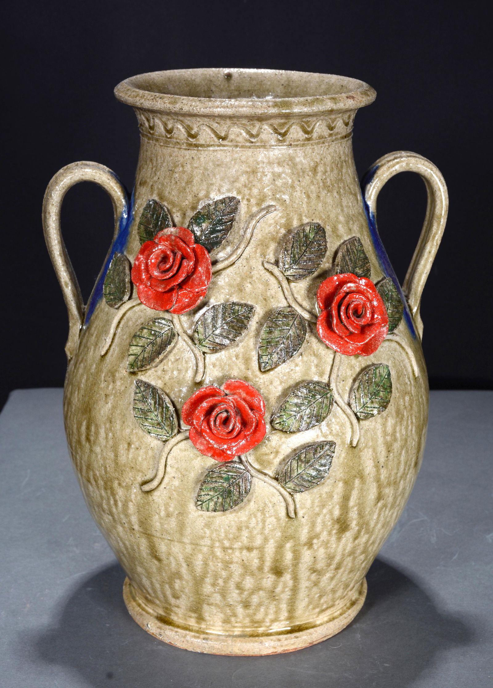 Clint Alderman. Double Handle Vase With Roses. (1 of 5)