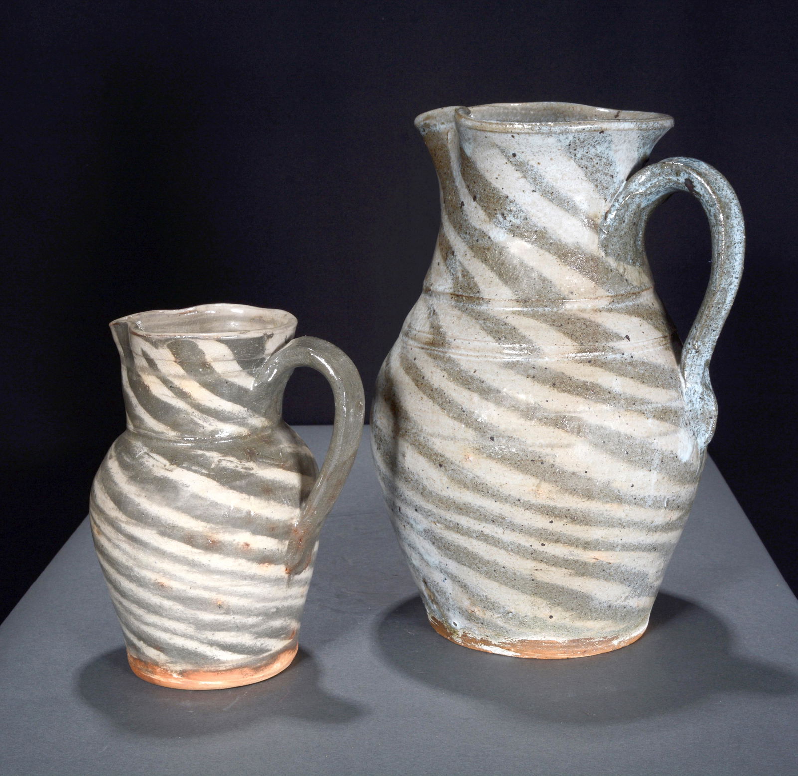 B.B. Craig. 2 Color Swirl Pitchers. (1 of 3)