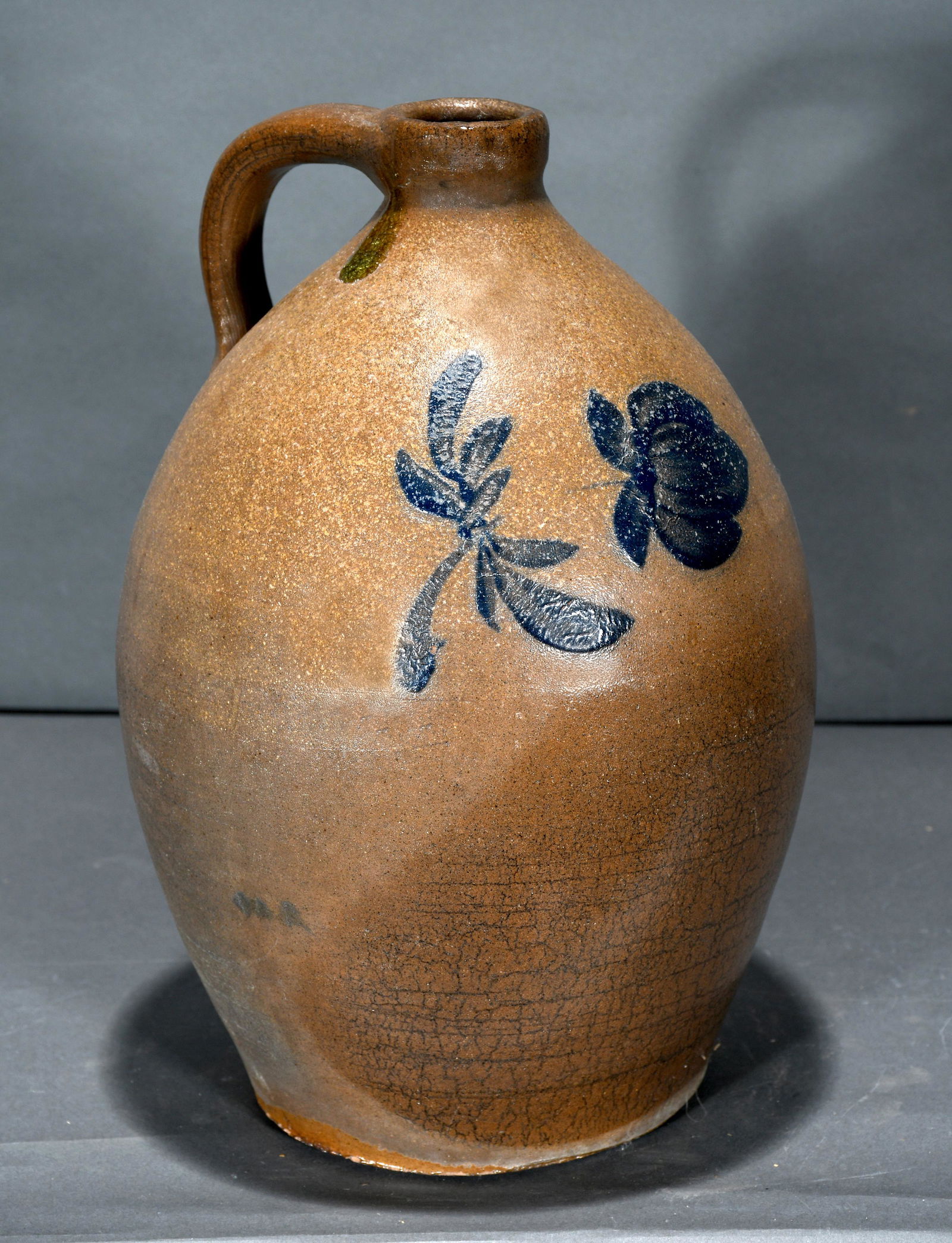Early Salt & Cobalt decorated 2 Gallon Jug. (1 of 3)