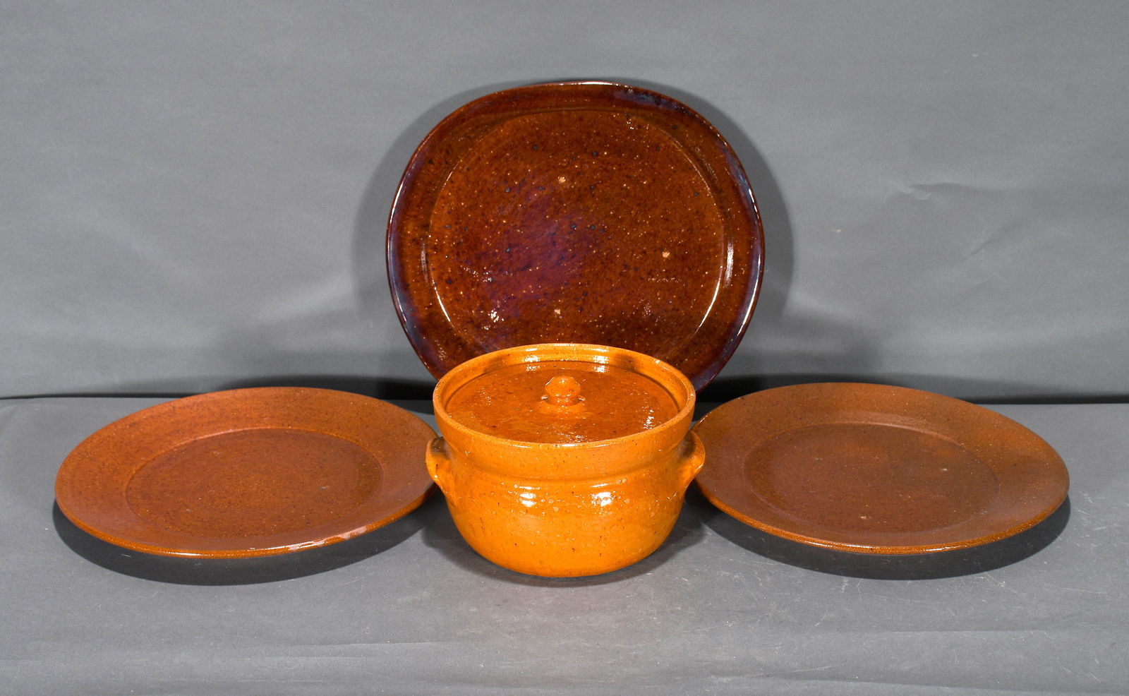 Ben Owens (Jug Town Pottery). 3 Plates and a Bowl. (1 of 3)