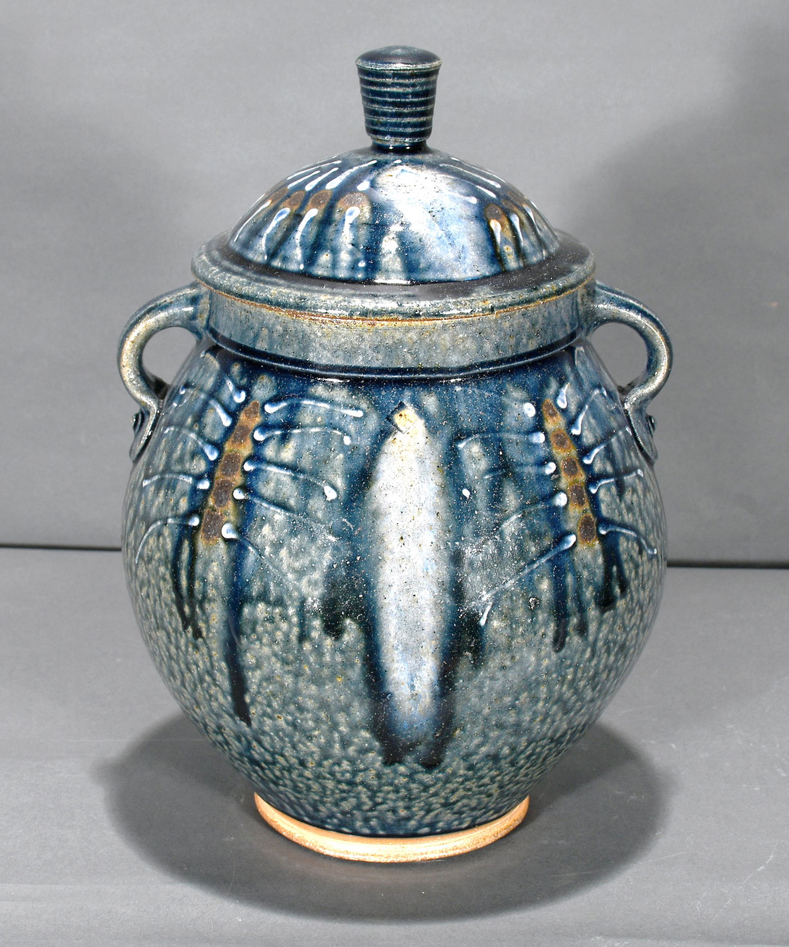 Mark Hewitt. Cobalt Blue Cookie Jar. (1 of 4)