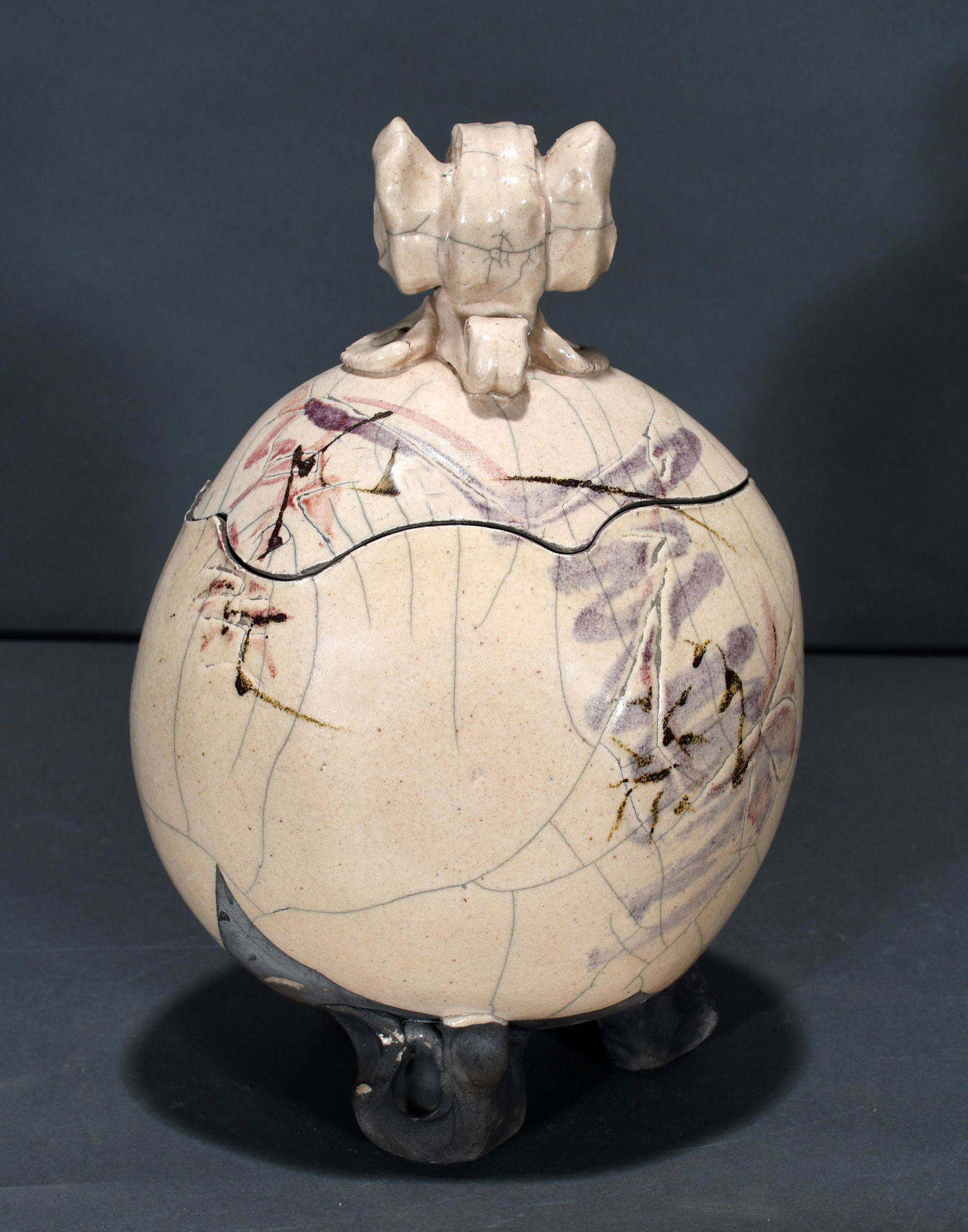 Cynthia Bringle. Asian Inspired Egg Vase With Lid. (1 of 4)