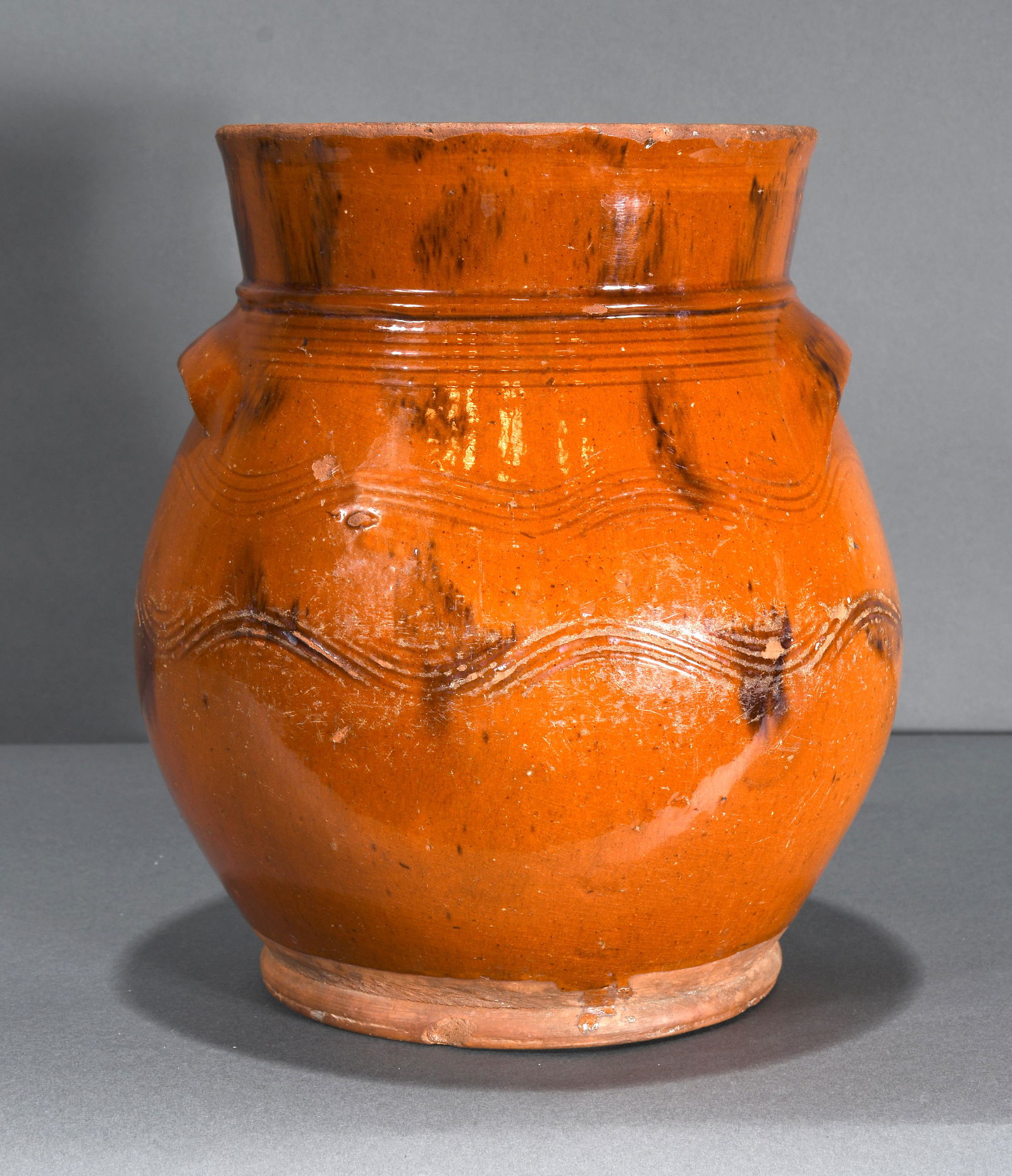 Early Redware Pot with Mini Lug Handles. (1 of 5)