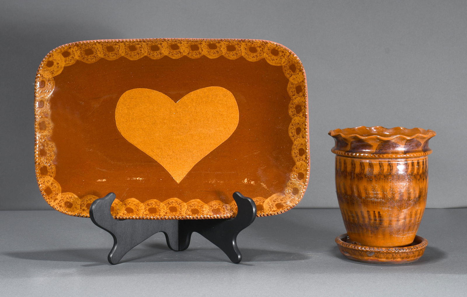 Greg Shooner & Foltz Pottery. Traditional PA Fluted Vase & Platter. (1 of 3)