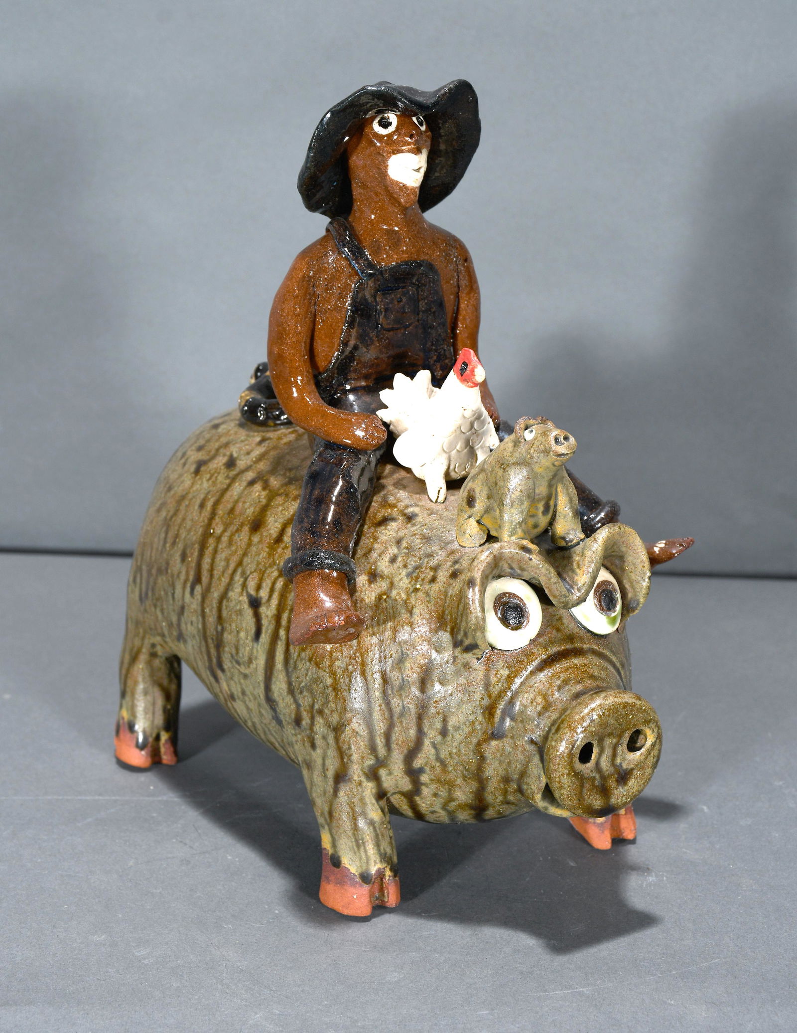 Steve Turpin. Farmer & Friends Riding Pig. (1 of 3)