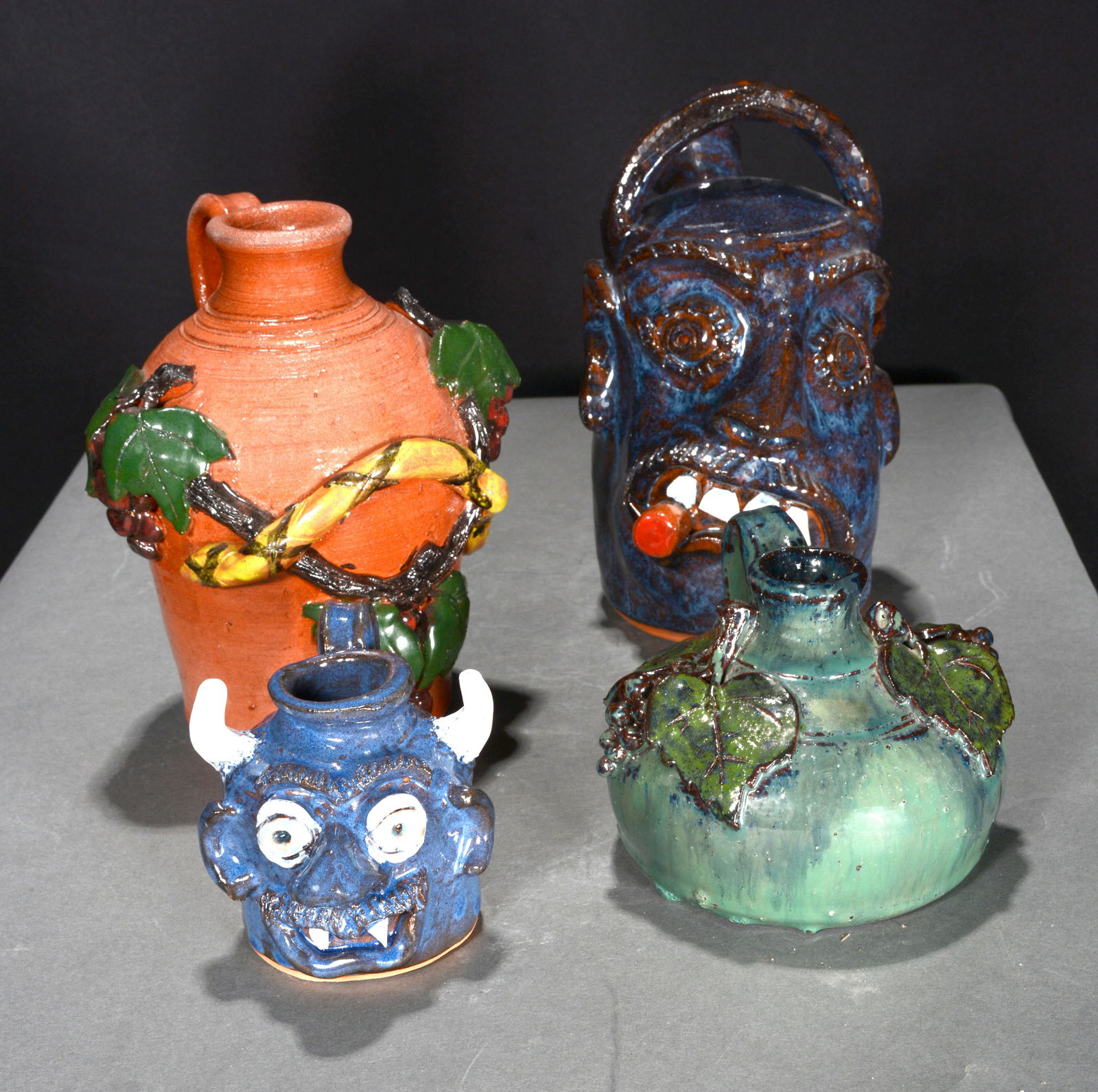 Bobby, Jamie, Mary, Stanley Ferguson. Face Jugs & Pots. (1 of 2)