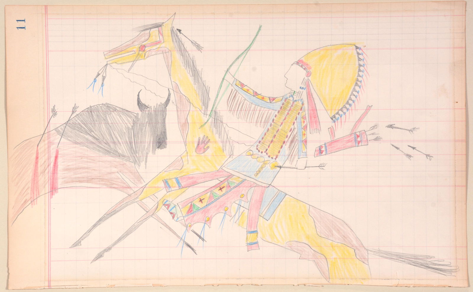 Buffalo Hunt Ledger Drawing. (1 of 4)