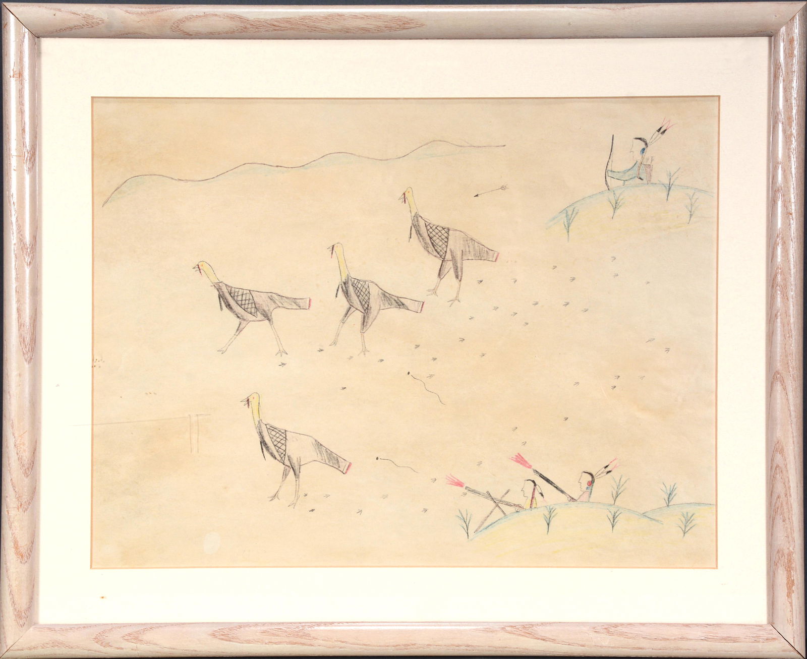 Turkey Hunt & Rattlesnake Spooks Horse Dbl Sided Ledger Drawing. (1 of 11)