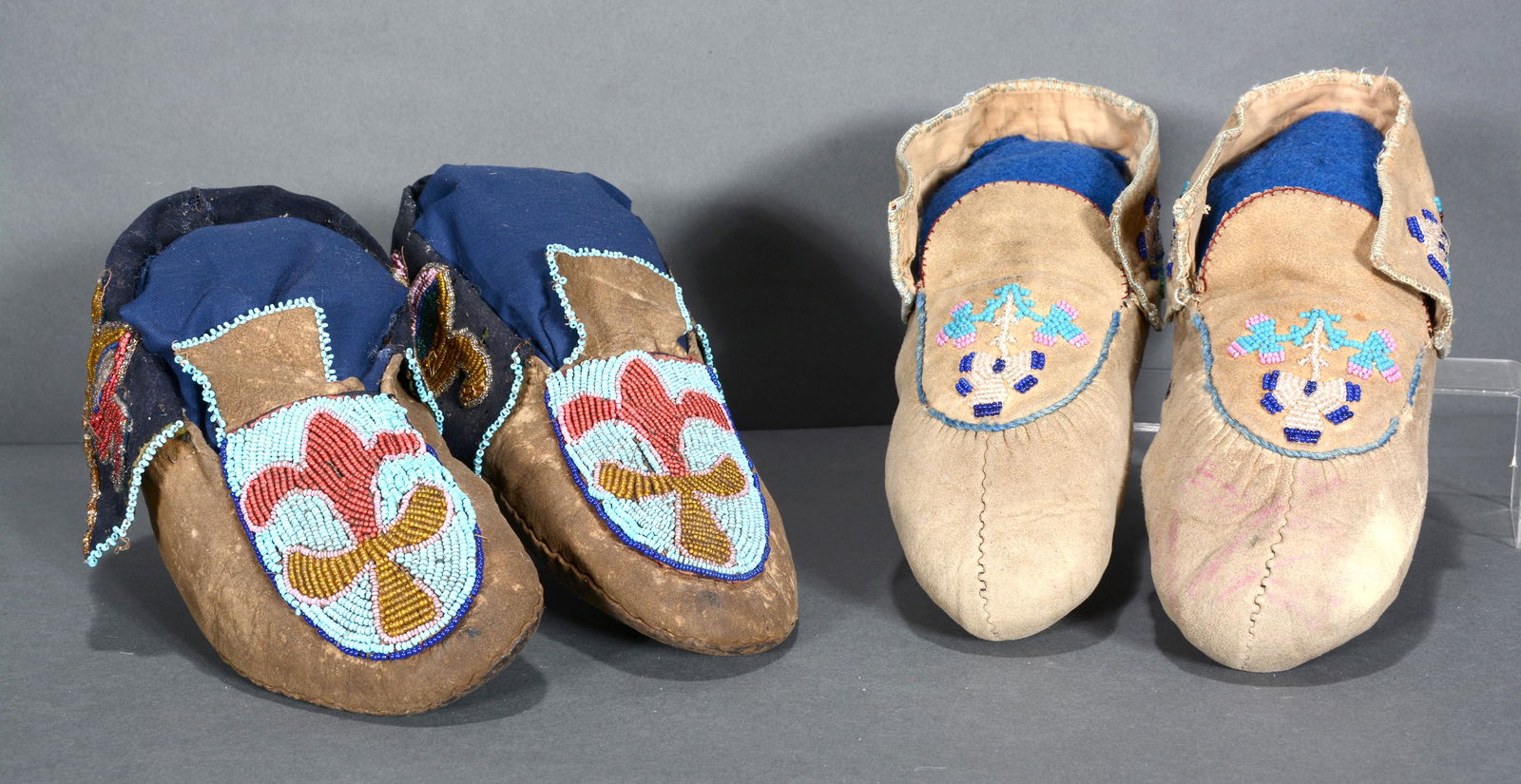 Pair of Dark Beaded Leather Moccasins. (1 of 5)