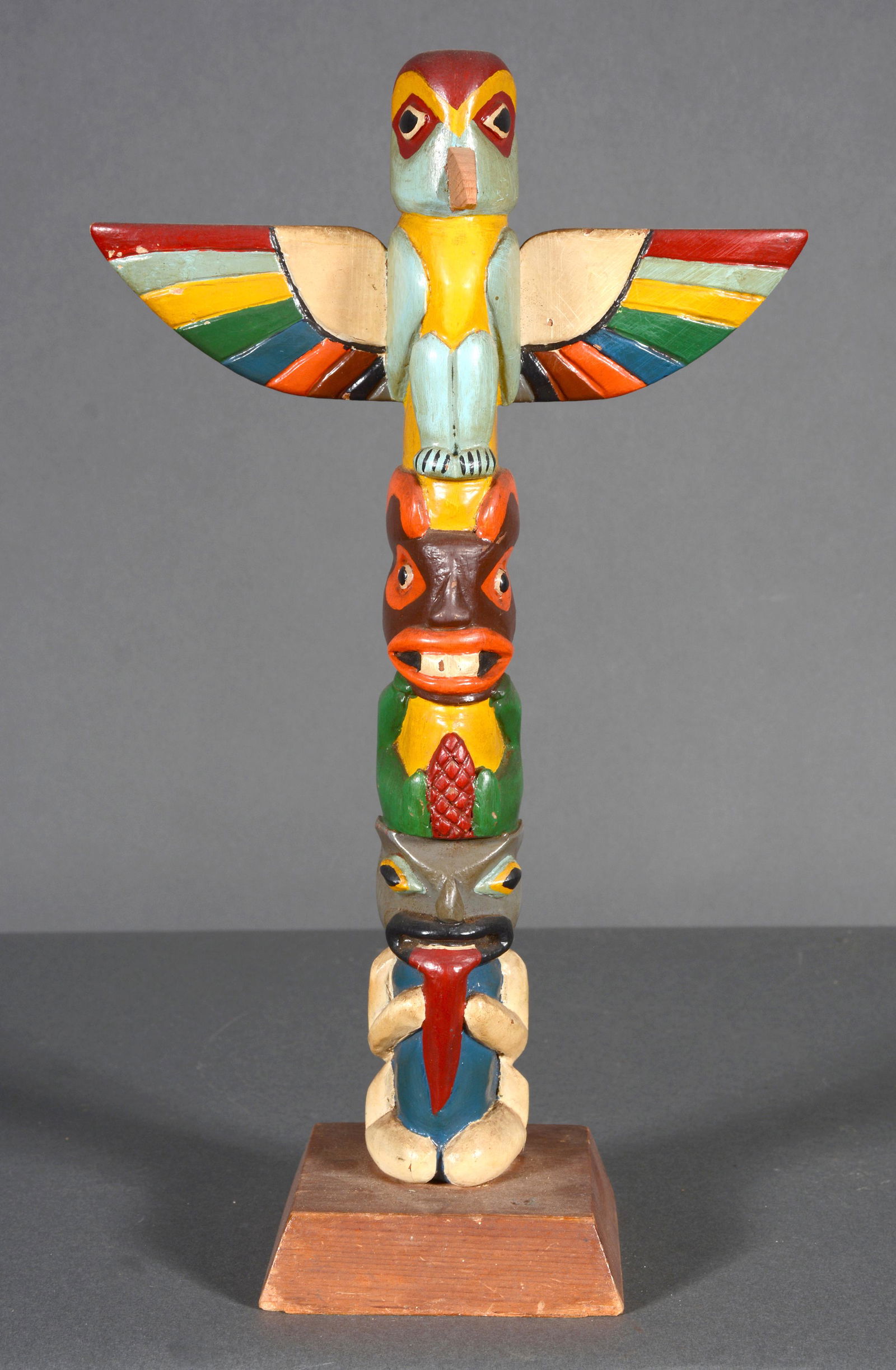 Flying Bird, Beaver and Spirit Figure Totem. (1 of 4)