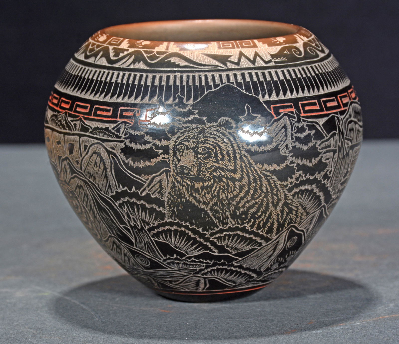 Kevin Naranjo. Santa Clara Pueblo Black Mirror Mini Vase. (1 of 6)