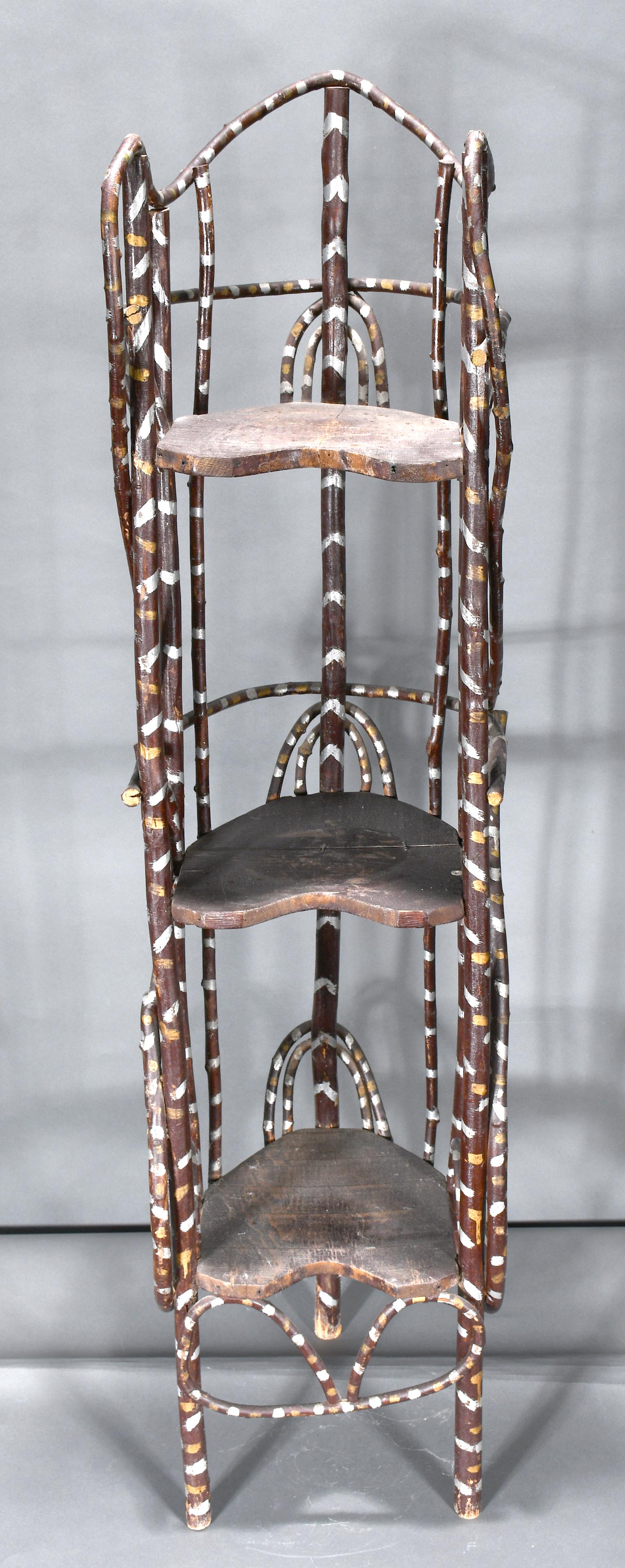 African Am. Twig Stand with Heart-Shaped Shelves. (1 of 2)