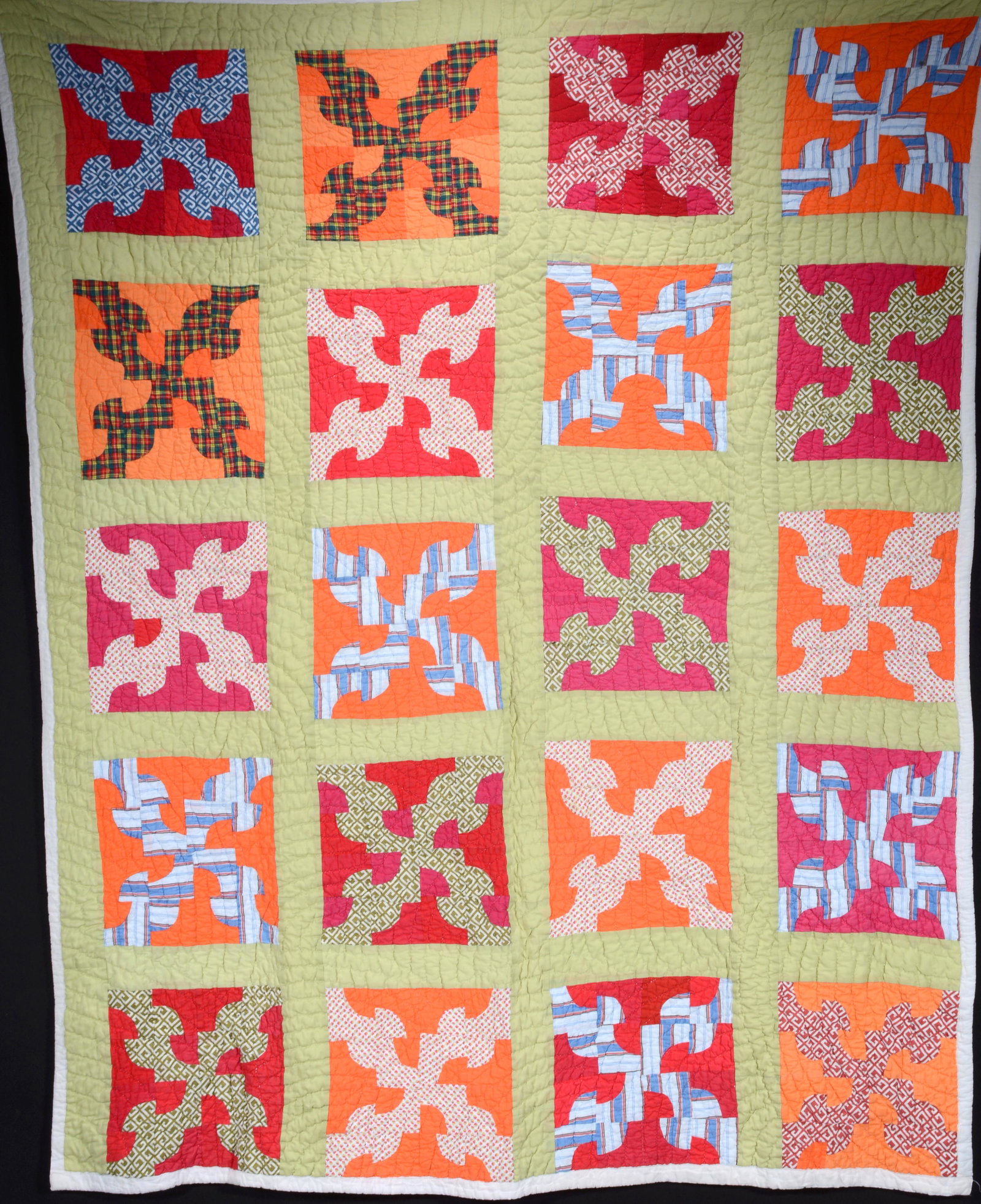 Anonymous Fern Quilt.: Anonymous. Fern Quilt. c. 1960's-70's. Handstitched cotton. Excellent condition. 57" x 73". Est. $800-1,200. Ship: $45