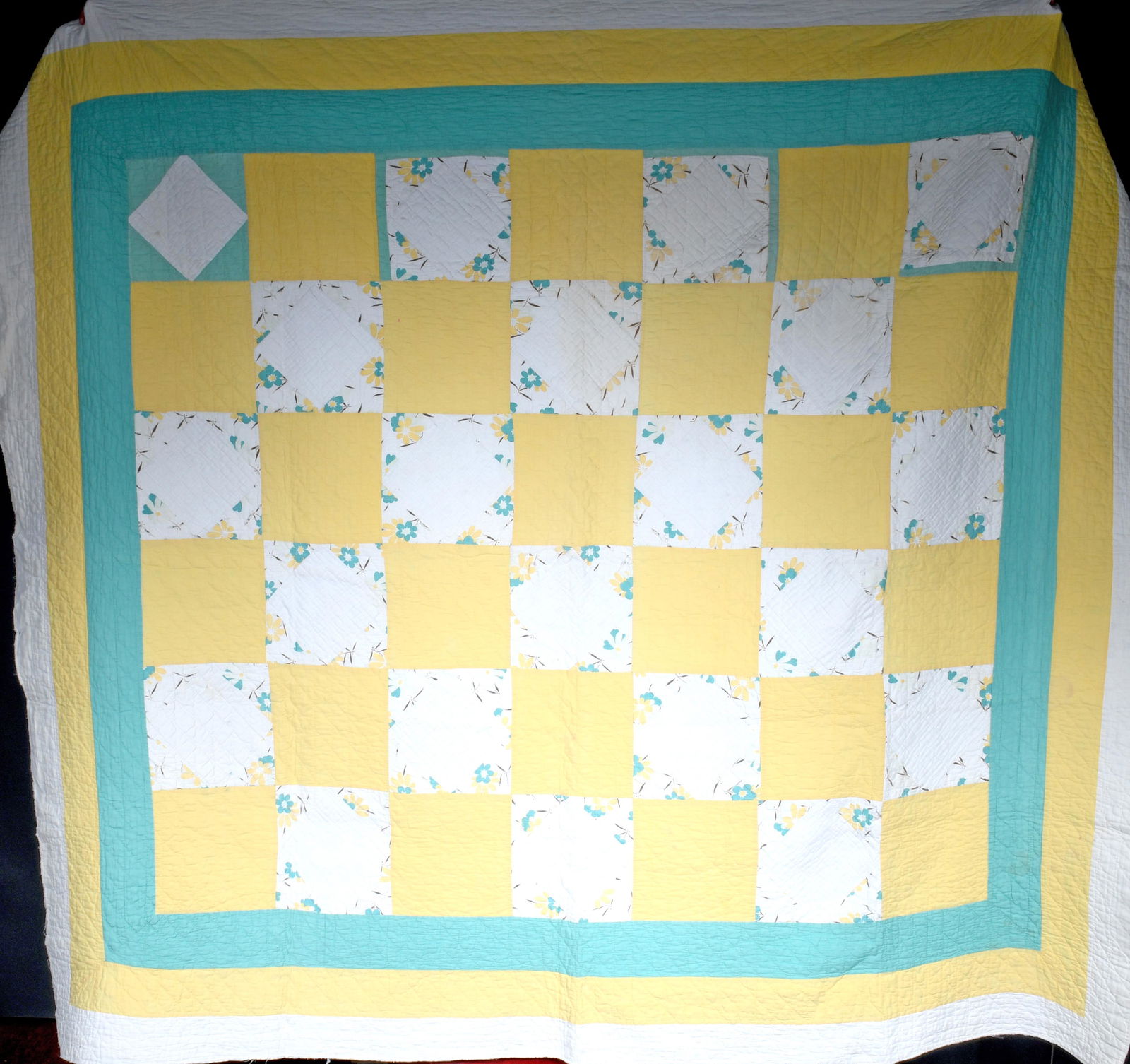 Letitia Brown Trickett. Yellow & Green Pattern Quilt. (1 of 3)