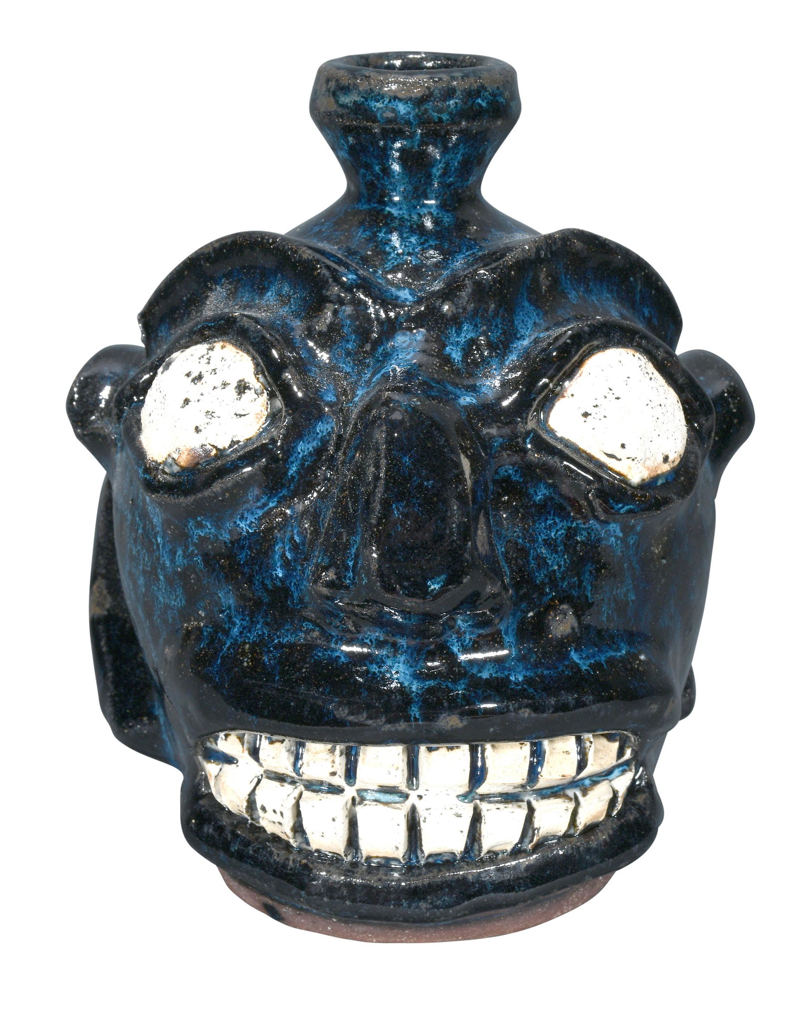 Steve Abee. Midnight Blue Edgefield Style Face Jug. (1 of 5)