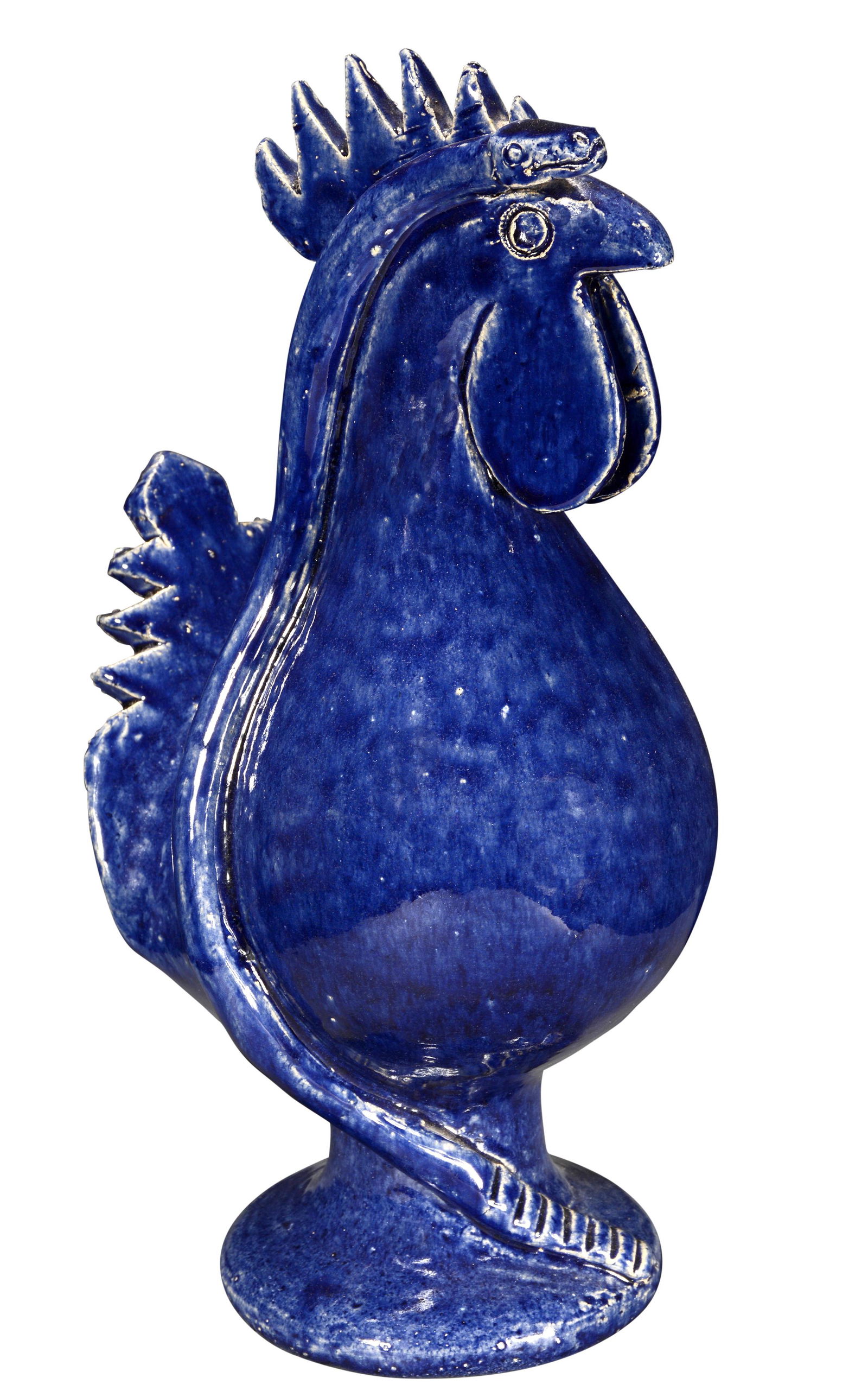 Edwin Meaders. Cobalt Blue Rooster With Snake. (1 of 7)