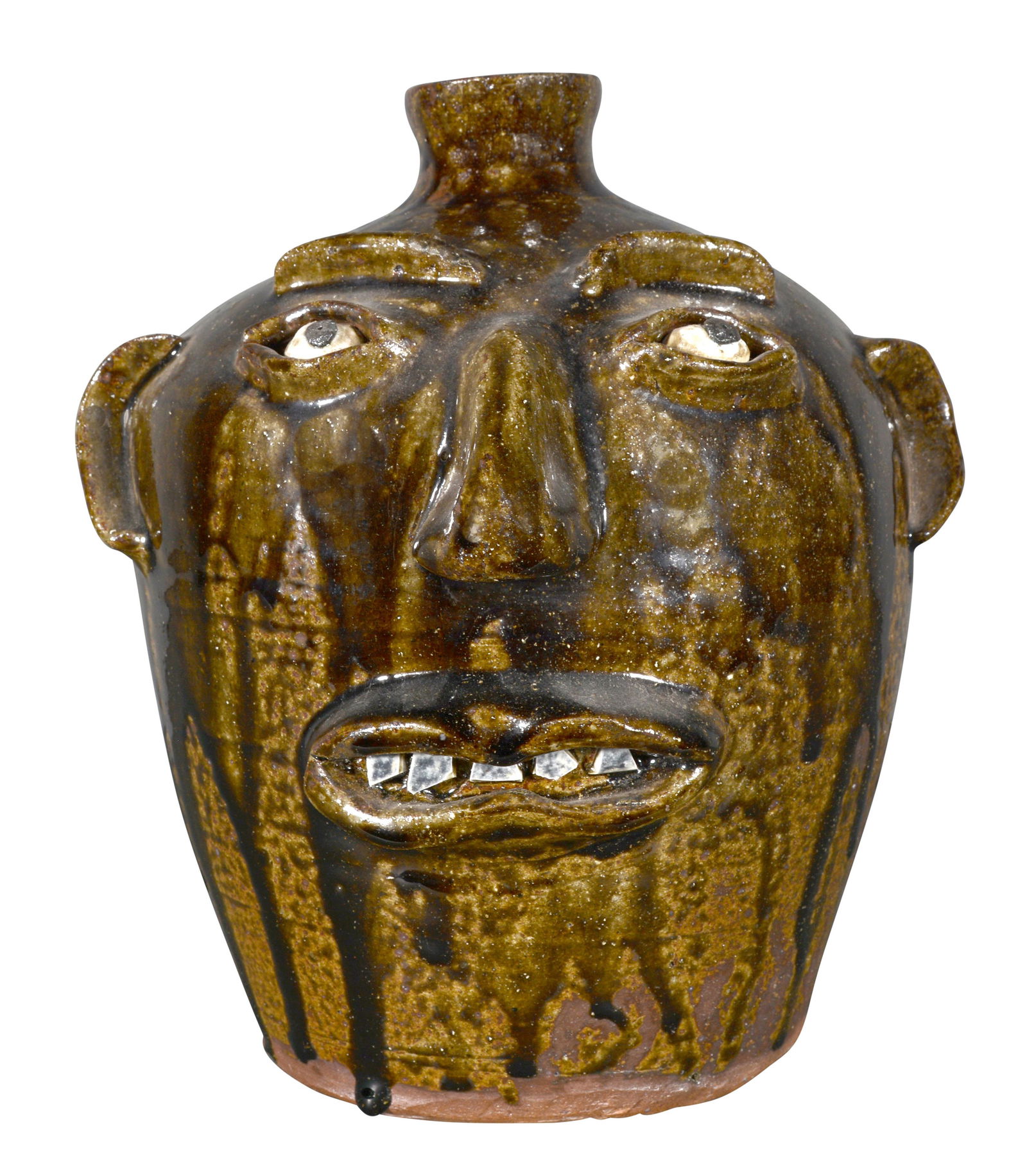 Cleater Meaders & Billy Henson. Wood-Fired Face Jug. (1 of 7)