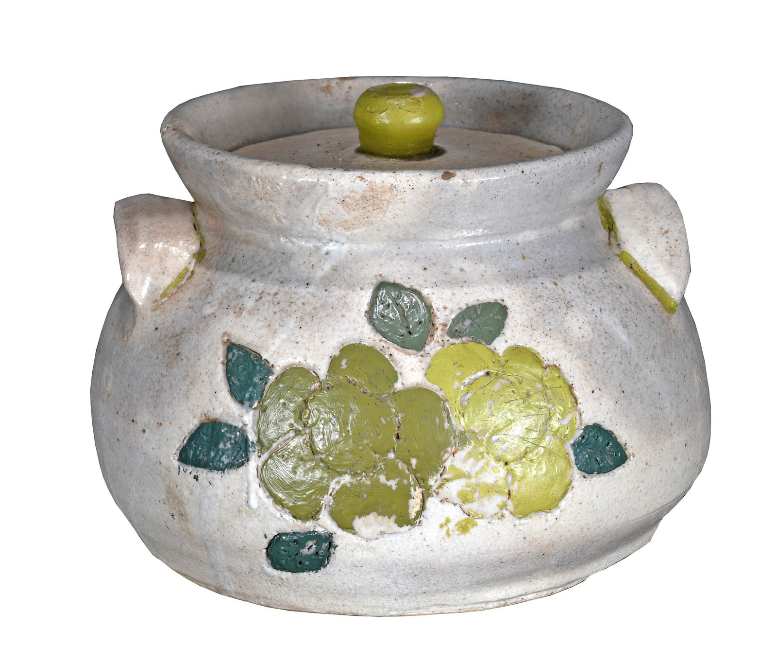 Cheever Meaders. #2 Flower Decorated Bean Pot and Lid. (1 of 11)
