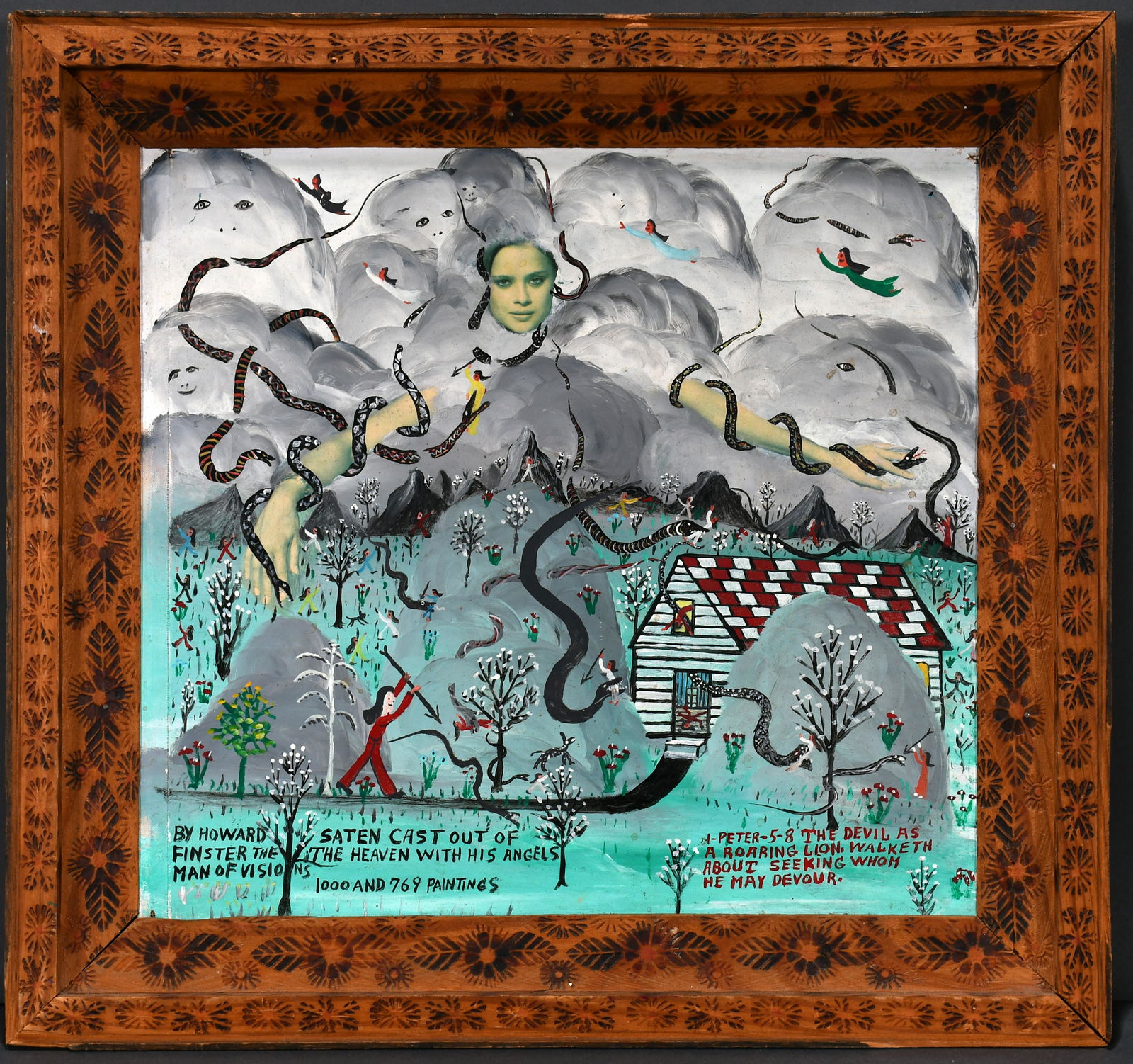 Howard Finster. Saten Cast Out of Heaven, #1,769. (1 of 12)